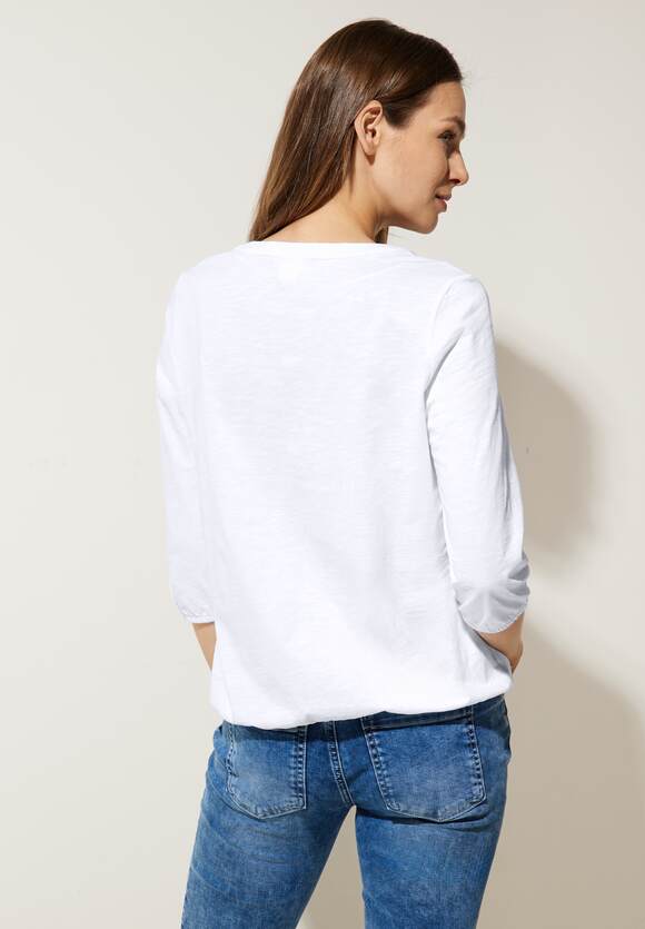 STREET ONE Jersey Shirt in Unifarbe Damen - White | STREET ONE Online-Shop