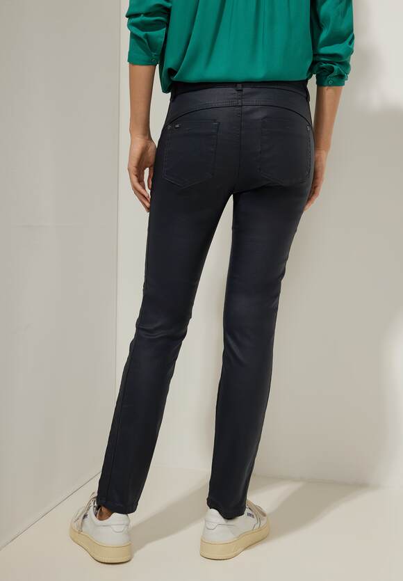 STREET ONE Slim Fit Hose mit Coating Damen - Style York - Dark Blue | STREET  ONE Online-Shop