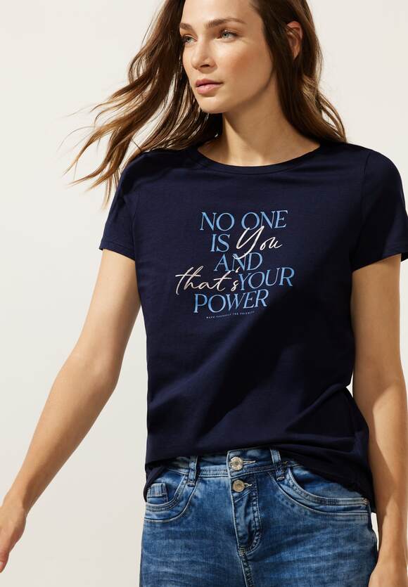 ONE Deep T-Shirt Blue - Online-Shop | Damen Partprint mit STREET STREET ONE