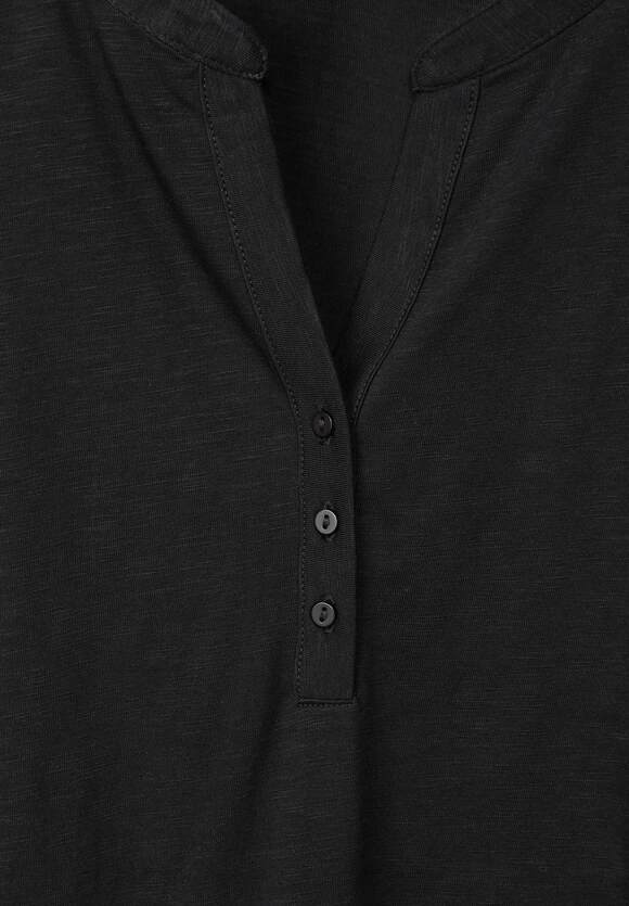 STREET ONE T-Shirt mit Elastiksaum Damen - Black | STREET ONE Online-Shop