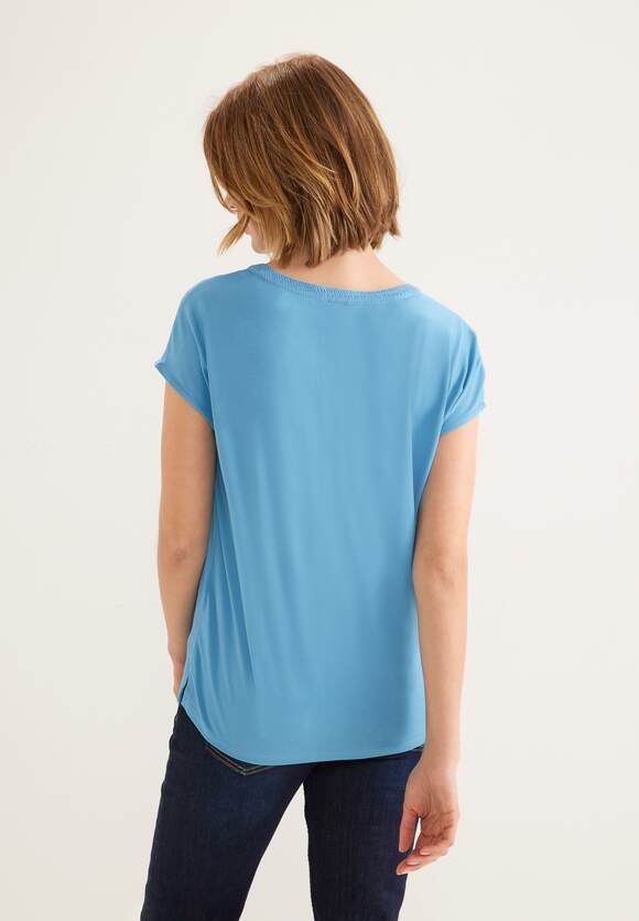 STREET ONE Materialmix T-Shirt Damen - Splash STREET ONE Online-Shop | Blue
