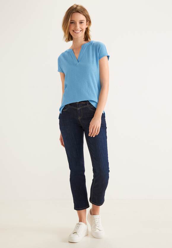 STREET ONE Materialmix T-Shirt Damen - Blue Splash | STREET ONE Online-Shop