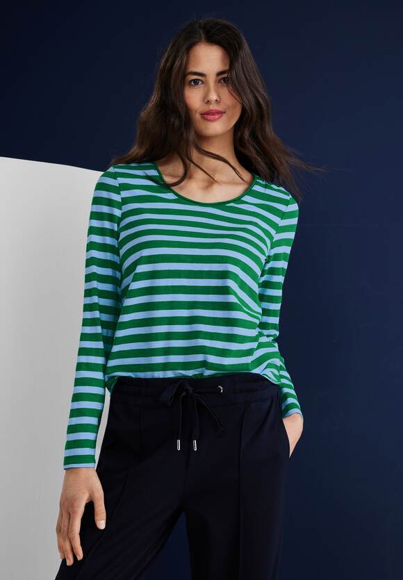 STREET ONE Shirt mit Streifenmuster Damen - Style Mina - Brisk Green | STREET  ONE Online-Shop