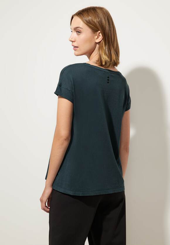 STREET ONE T-Shirt mit Schimmerwording Damen - Cool Vintage Green | STREET  ONE Online-Shop