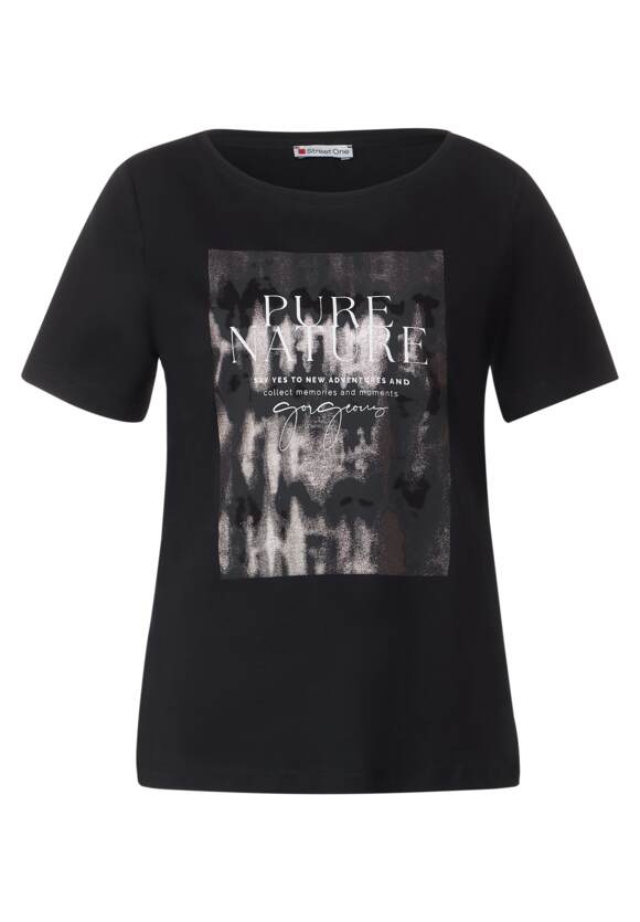 Online-Shop | Damen mit Black STREET ONE T-Shirt STREET Folienprint ONE -