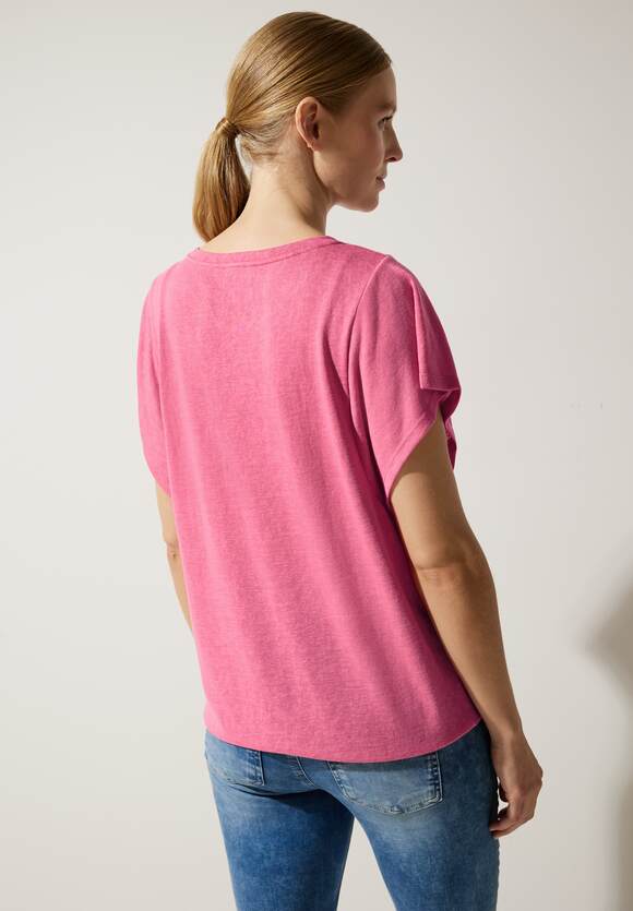 STREET ONE Leinenlook Volant Shirt Damen - Berry Rose | STREET ONE  Online-Shop