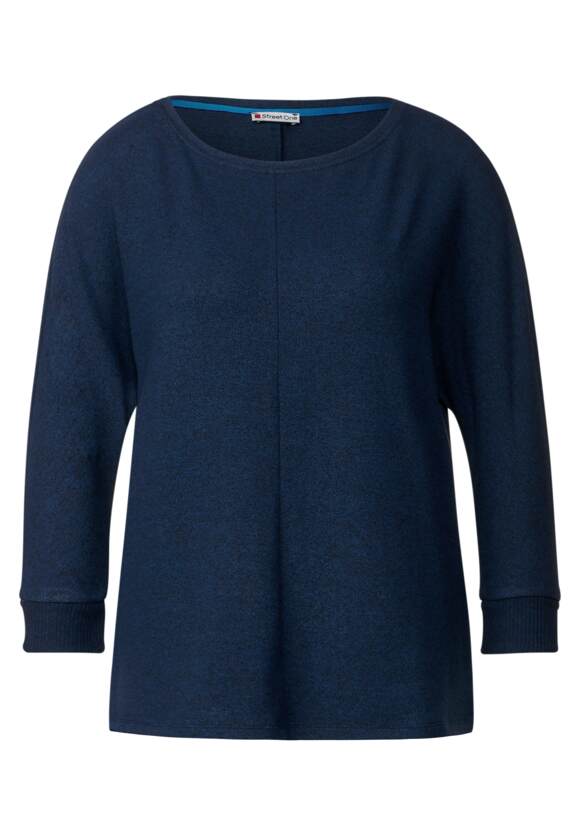 STREET ONE Shirt im neuen Style Damen - Style Ellen - Deep Blue Melange | STREET  ONE Online-Shop | Rundhalsshirts