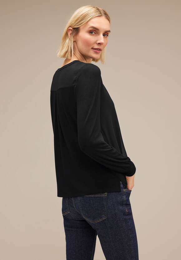 STREET ONE Chiffon Langarmshirt Damen - Black | STREET ONE Online-Shop