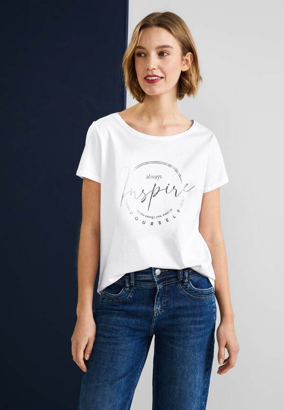 STREET ONE T-Shirt ONE | White STREET Damen mit Partprint - Online-Shop
