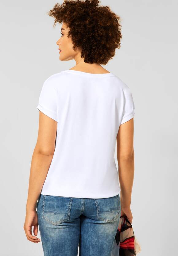 STREET ONE T-Shirt mit Steinchen Print Damen - White | STREET ONE  Online-Shop