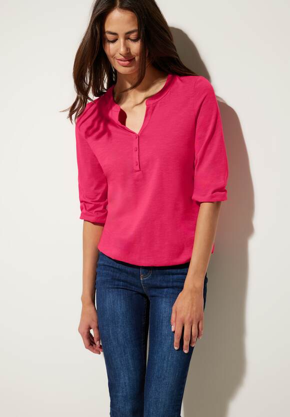 STREET ONE Shirt mit gerafftem Arm Damen - Style Mina - Carmine Red | STREET  ONE Online-Shop
