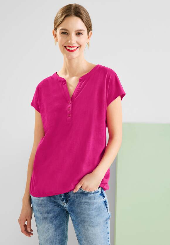 STREET ONE T-Shirt STREET - Pink | mit Elastiksaum Nu ONE Online-Shop Damen