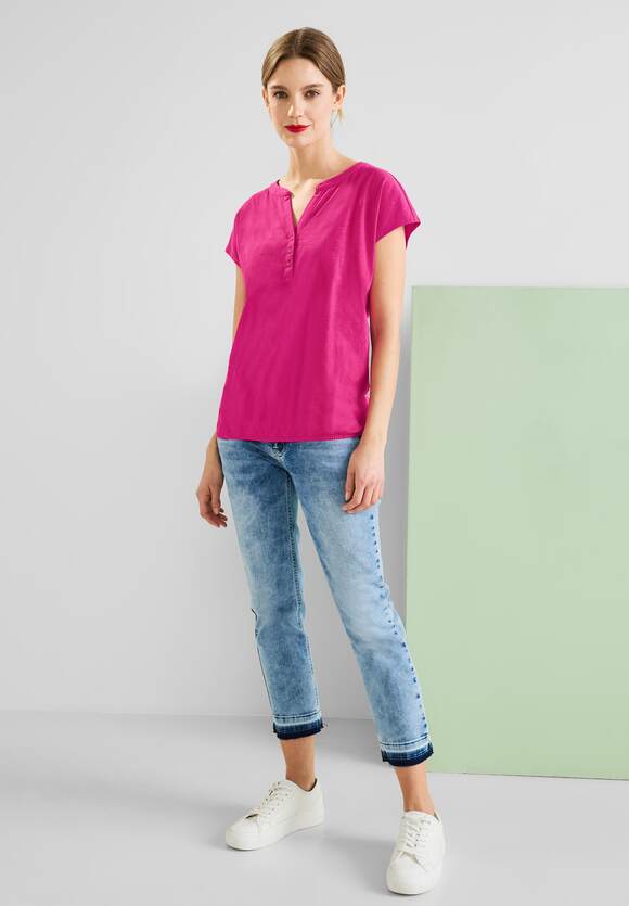 STREET ONE T-Shirt mit Elastiksaum Damen - Nu Pink | STREET ONE Online-Shop
