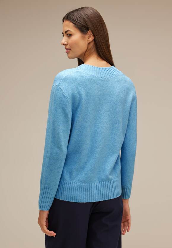 STREET ONE Mel. STREET | Aquamarine Pullover Blue ONE Online-Shop - V-Ausschnitt mit Damen Light