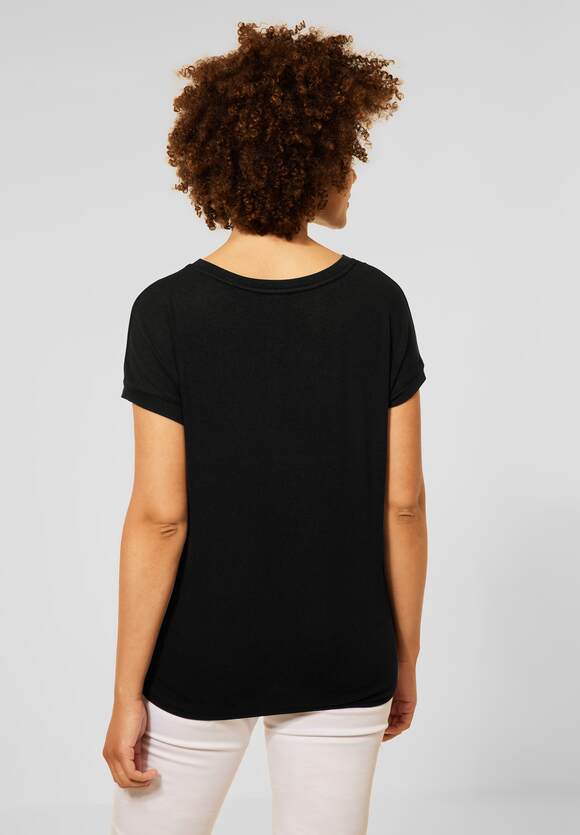 STREET ONE T-Shirt mit Steinchen Print Damen - Black | STREET ONE  Online-Shop