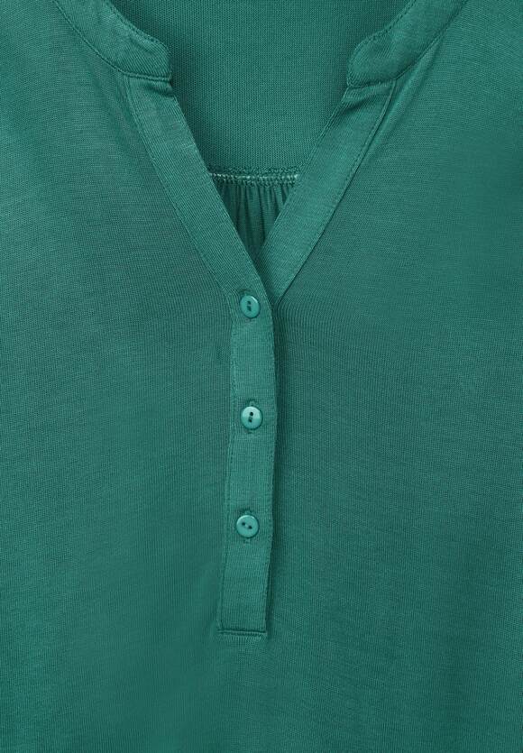STREET ONE Jersey Shirt mit Knopfleiste Damen - Lagoon Green | STREET ONE  Online-Shop