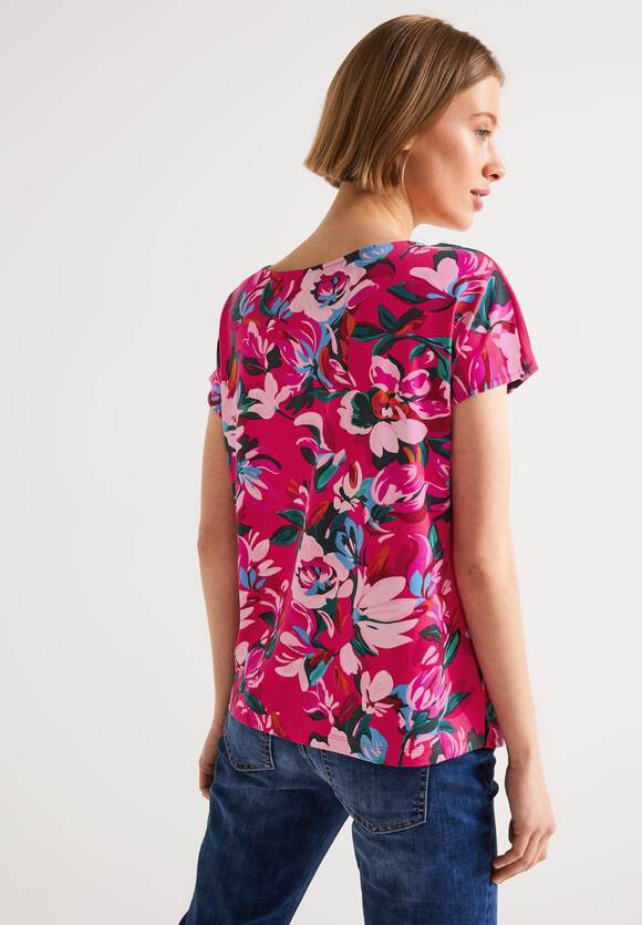 STREET ONE Print Materialmix Shirt Damen - Berry Rose | STREET ONE  Online-Shop
