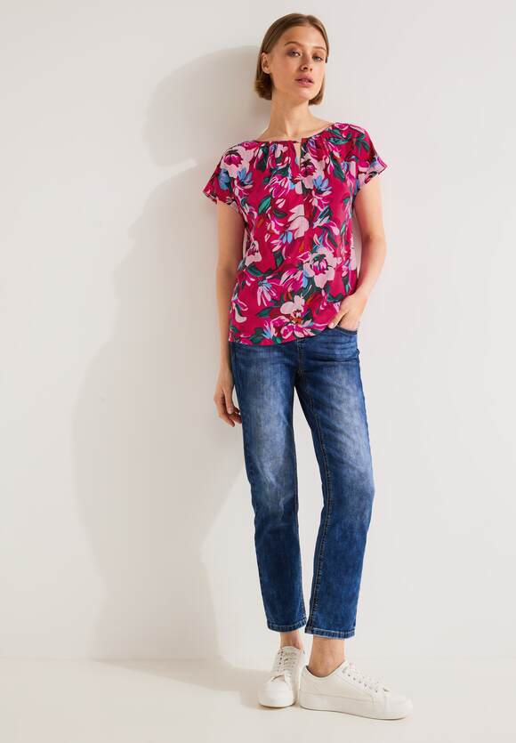 Rose STREET STREET Online-Shop - ONE Damen | Berry Materialmix Shirt Print ONE