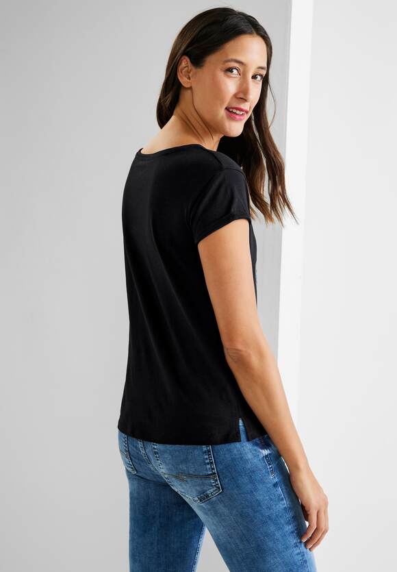 STREET ONE Kurzarm T-Shirt mit Print Damen - Black | STREET ONE Online-Shop