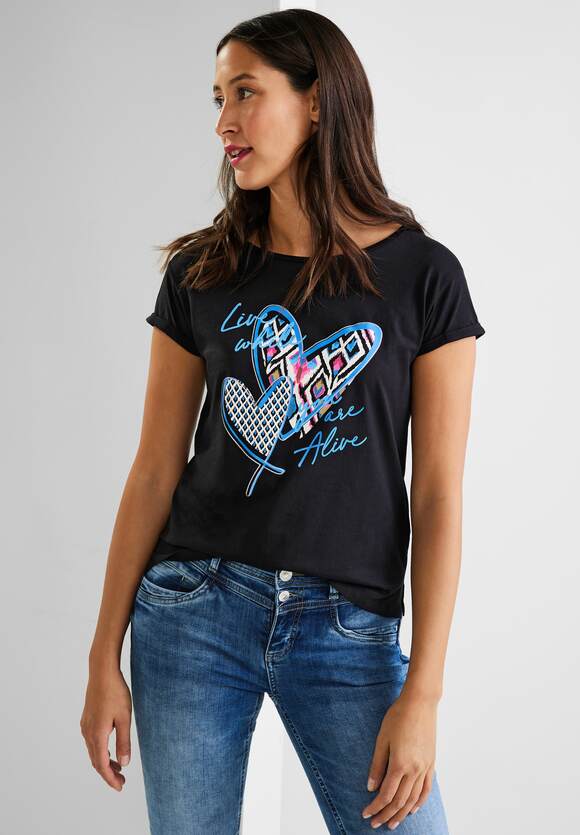 | STREET ONE - Damen STREET Kurzarm ONE Online-Shop T-Shirt mit Black Print