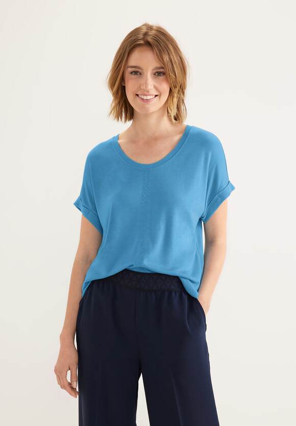 ONE | ONE Unifarbe Blue Basic STREET T-Shirt Online-Shop Damen - in STREET Splash