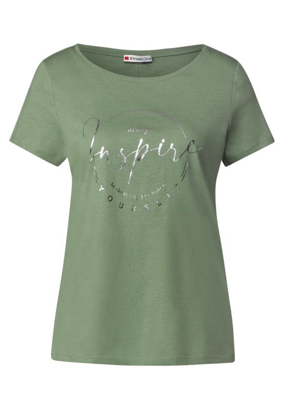 STREET ONE T-Shirt - Damen Leafy Partprint mit | ONE STREET Green Online-Shop