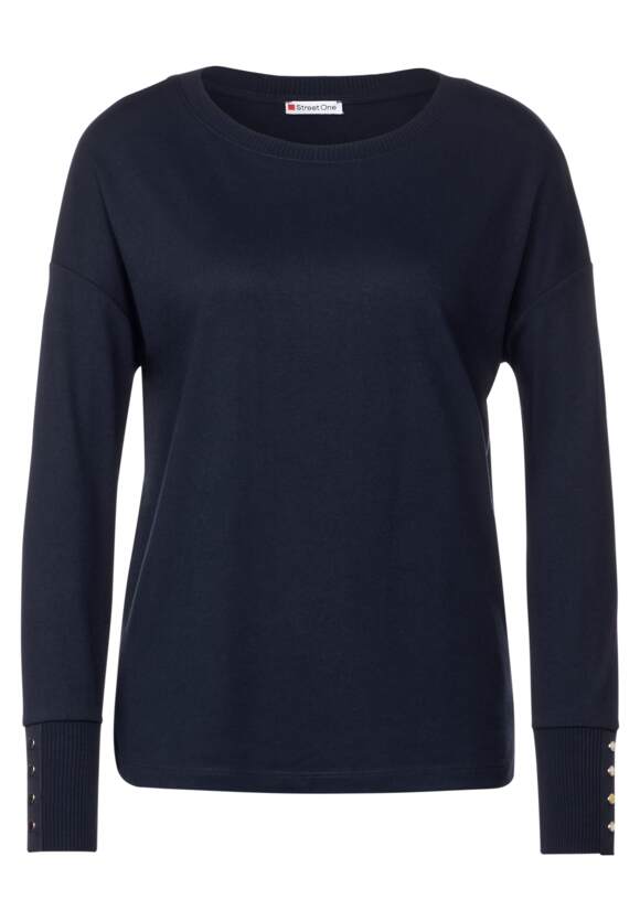 Deep STREET ONE | Damen Shirt Knopfdetail - mit STREET ONE Blue Online-Shop