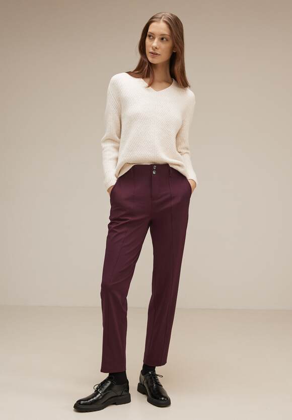 STREET ONE Casual Fit Chinohose Damen - Plummy Wine | STREET ONE Online-Shop