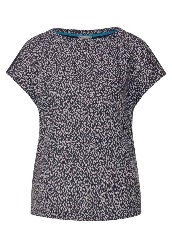 Materialmix T-Shirt - | Deep Damen STREET ONE ONE Online-Shop STREET Blue