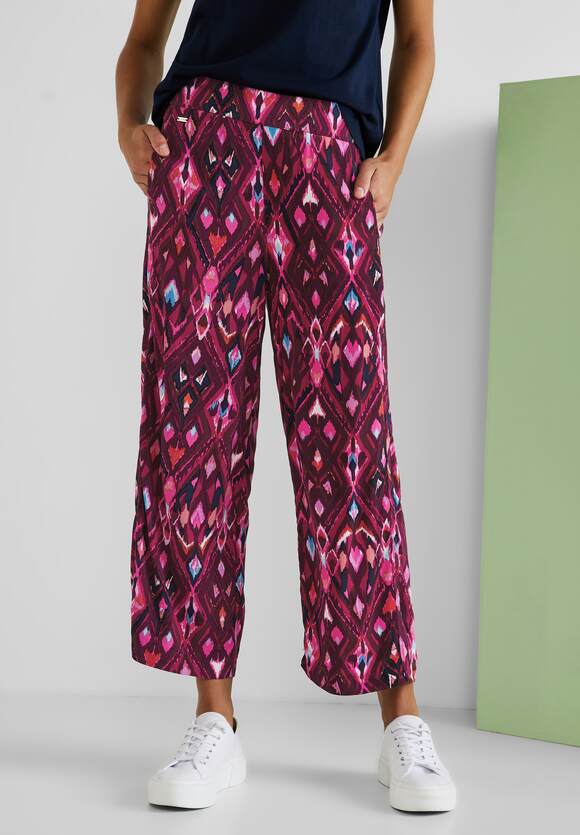 Online-Shop STREET ONE - ONE mit Fit Loose STREET | Style Damen Emee Berry Ikatprint Hose - Tamed