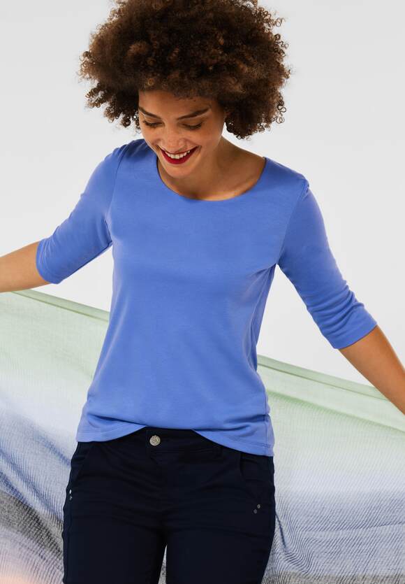aspect klein Mos STREET ONE Shirt in effen kleur Dames - Style Pania - Dazzling Blue |  STREET ONE Online-Shop