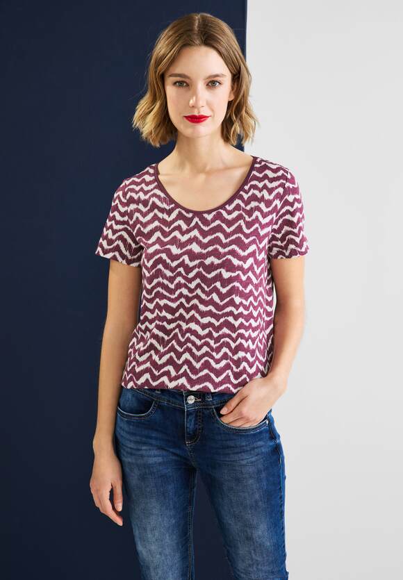 STREET Ikat Online-Shop ONE Damen mit ONE Tamed T-Shirt STREET Print - Berry |