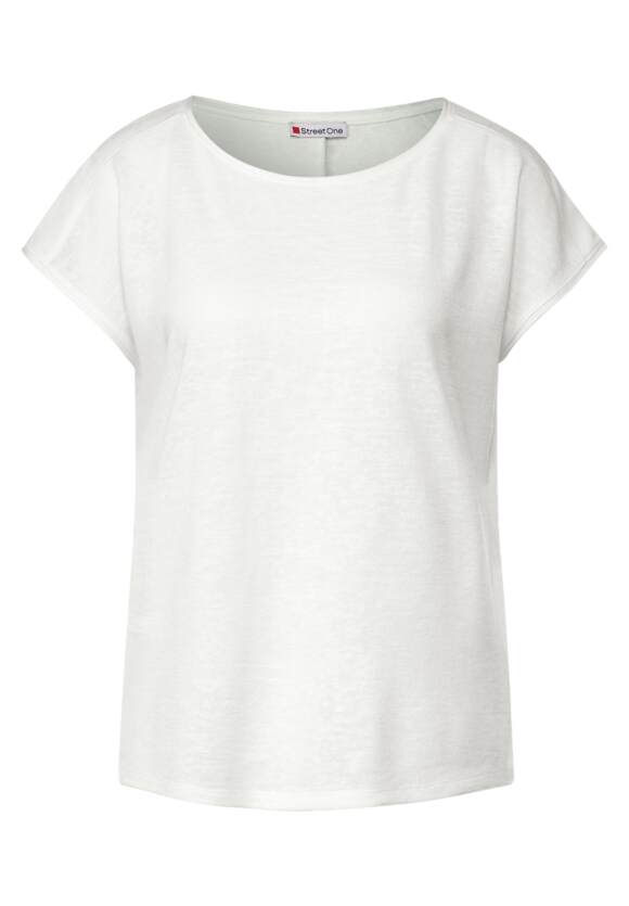 STREET ONE Damen T-Shirt ONE White Leinenlook - STREET Off | Online-Shop