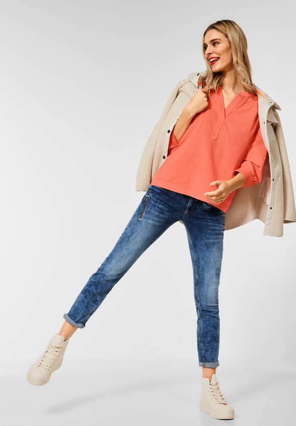 STREET ONE Cordbluse Damen - Sunset Coral | STREET ONE Online-Shop | T-Shirts
