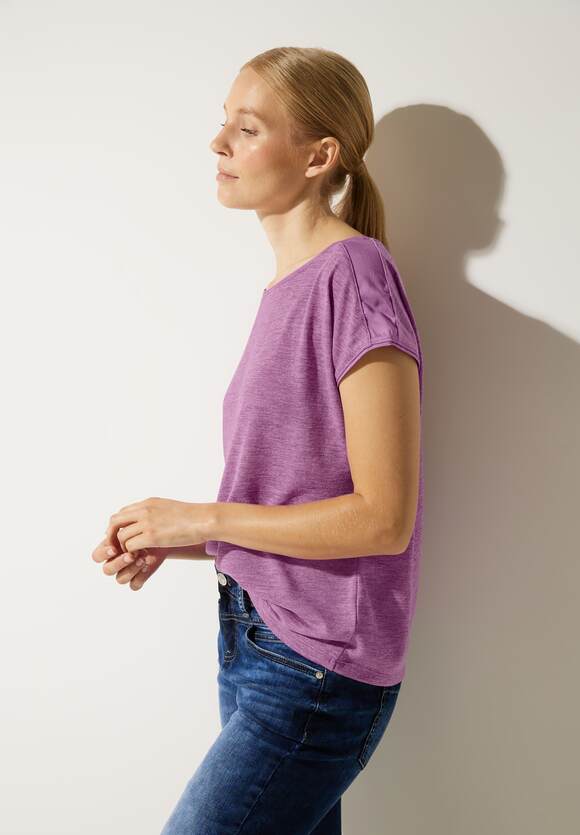 STREET ONE Leinenlook T-Shirt Damen - Meta Lilac | STREET ONE Online-Shop