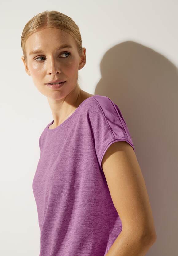STREET ONE Leinenlook T-Shirt Damen - Meta Lilac | STREET ONE Online-Shop | T-Shirts