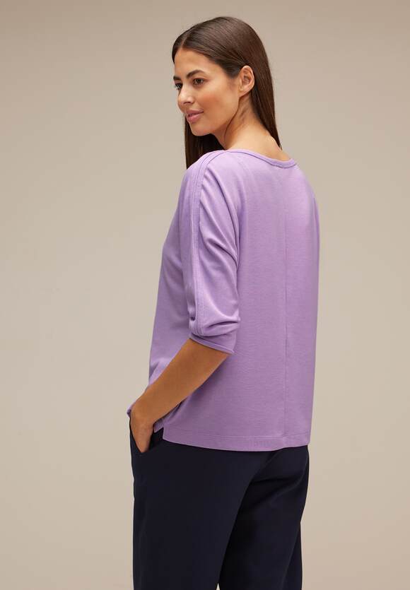 STREET ONE ONE Online-Shop Damen Lilac Melange | Shirt mit Soft Schimmer Wording STREET Pure 