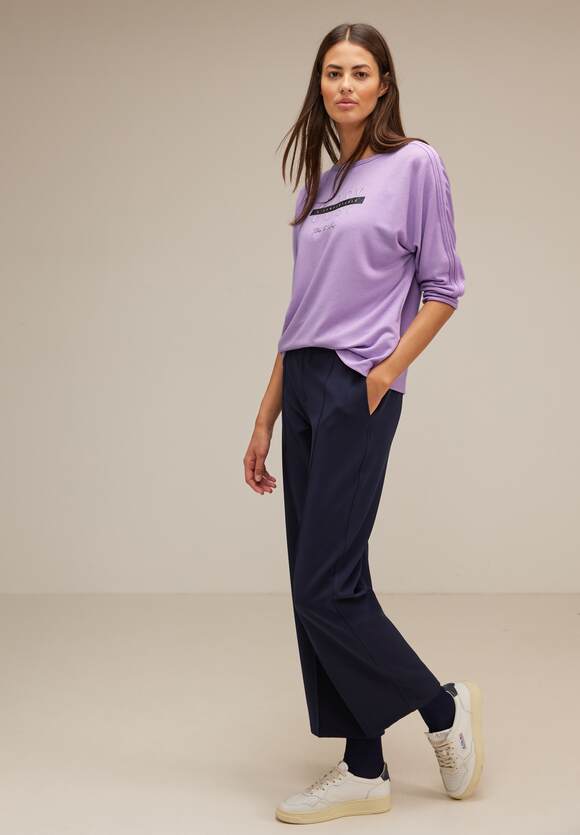 STREET ONE Shirt mit Schimmer Wording Damen - Soft Pure Lilac Melange | STREET  ONE Online-Shop | Kapuzenshirts