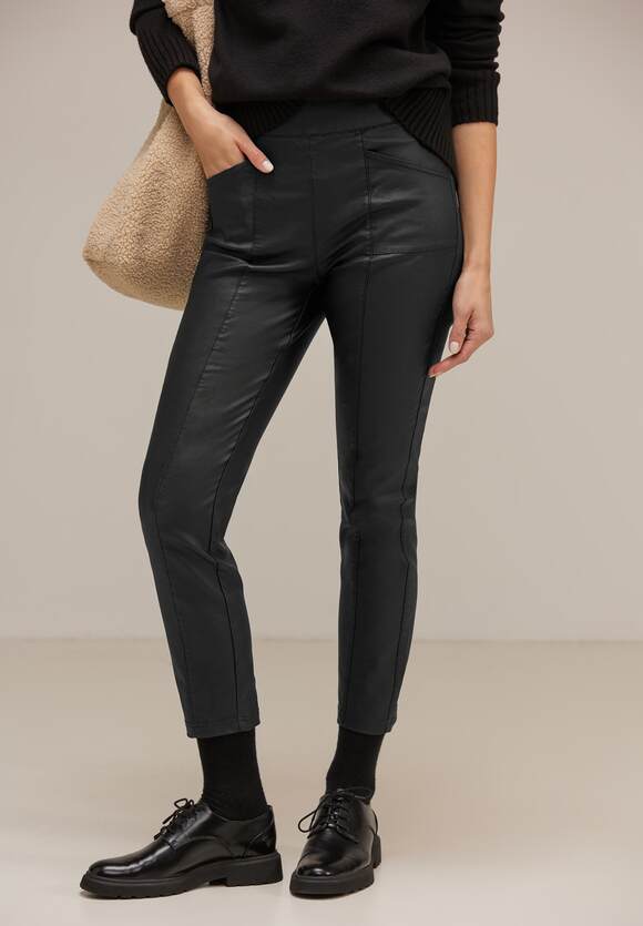 STREET ONE Skinny Fit Materialmix Hose Damen - Style Hope - Black | STREET  ONE Online-Shop
