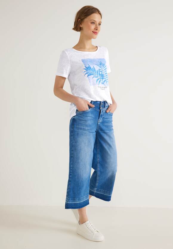 STREET ONE T-Shirt in Online-Shop - - Damen ONE Unifarbe | Crista Style Blue Bay STREET