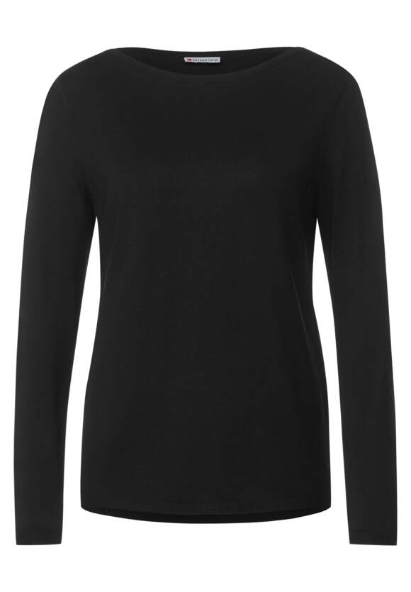 STREET ONE U-Boot Ausschnitt Pullover Damen - Style Noreen - Black | STREET  ONE Online-Shop