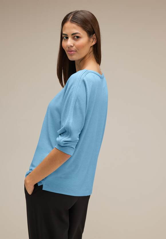 STREET ONE Shirt mit Aquamarine ONE Wording Blue | Damen Light Schimmer STREET Online-Shop Mel. 