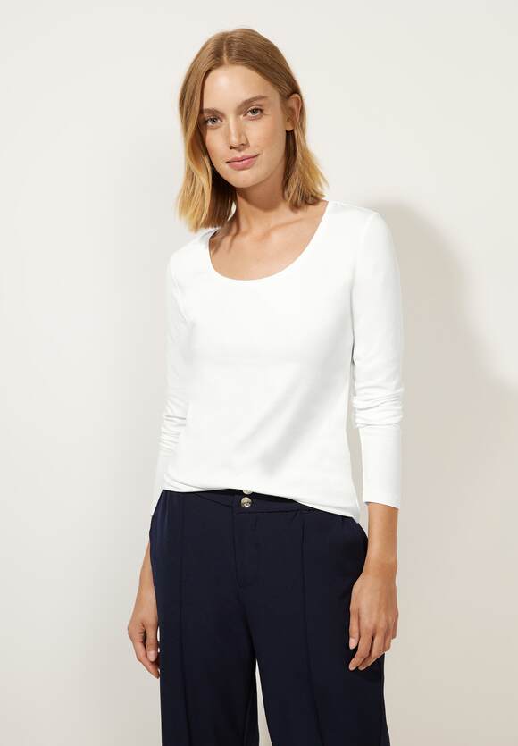 STREET ONE Basic Longshirt Damen - Style Ivy - Off White | STREET ONE  Online-Shop