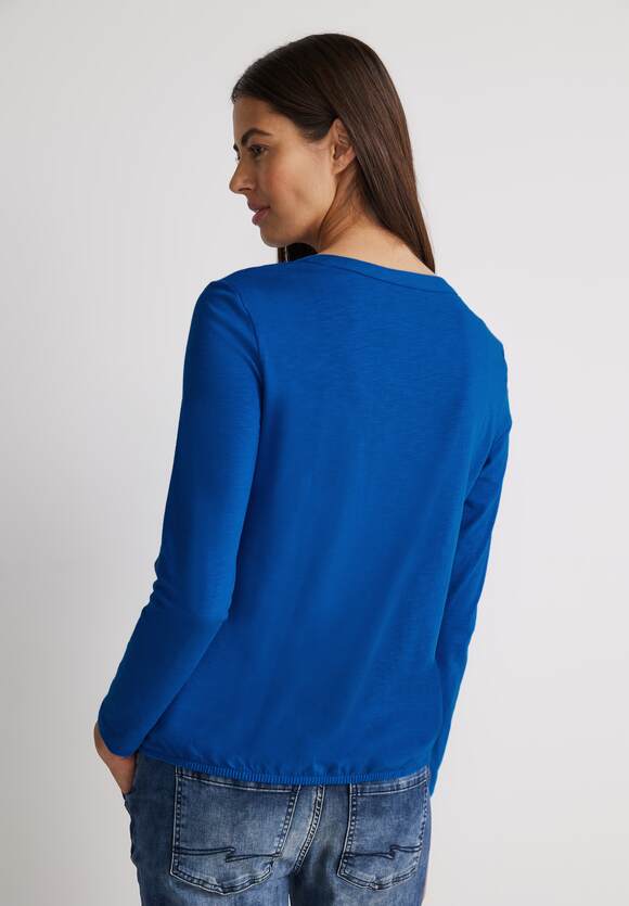 STREET ONE Jersey Langarmshirt Damen - Fresh Intense Gentle Blue | STREET  ONE Online-Shop | Shirts
