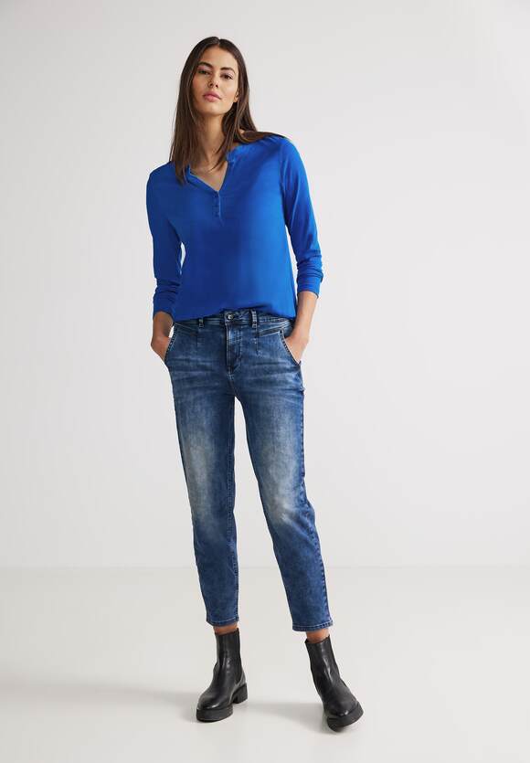 STREET ONE Damen Online-Shop Jersey - Blue Gentle Langarmshirt Fresh | STREET Intense ONE