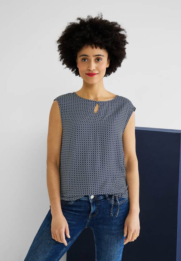 STREET ONE Shirt mit Minimalmuster Damen - Style Aleyna - Marine Blue | STREET  ONE Online-Shop