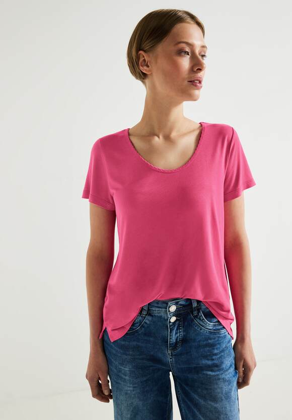 STREET ONE T-Shirt mit Nu | Elastiksaum STREET Damen ONE - Pink Online-Shop