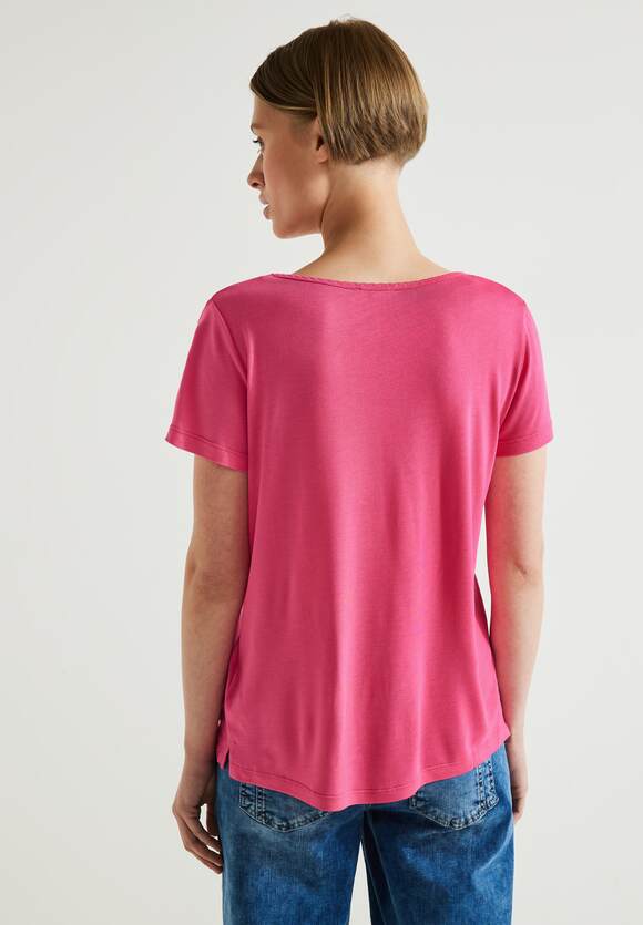 STREET ONE Shirt mit Dekosaum Damen - Berry Rose | STREET ONE Online-Shop