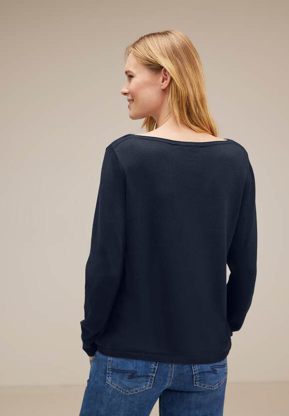 Ausschnitt Online-Shop STREET - ONE Noreen Pullover Damen Deep - Blue U-Boot Style ONE | STREET