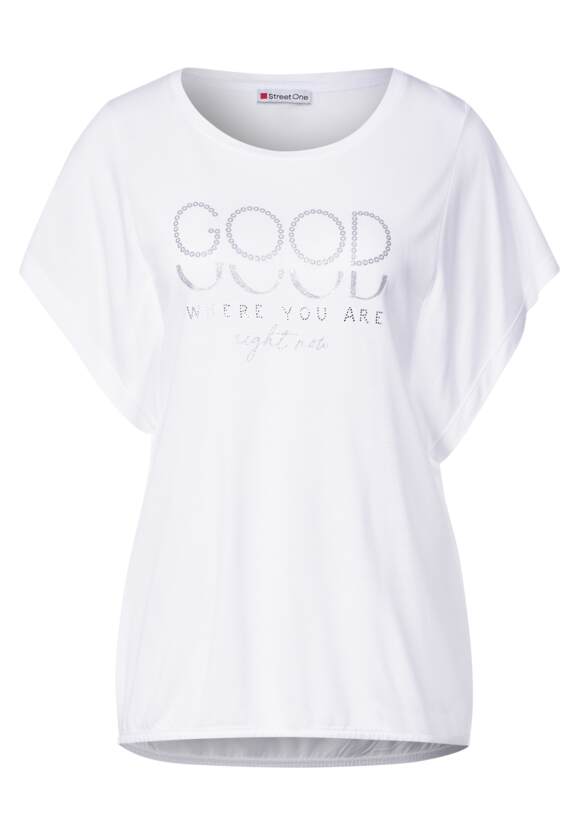 White T-Shirt - mit ONE ONE Volantärmel STREET STREET | Damen Online-Shop